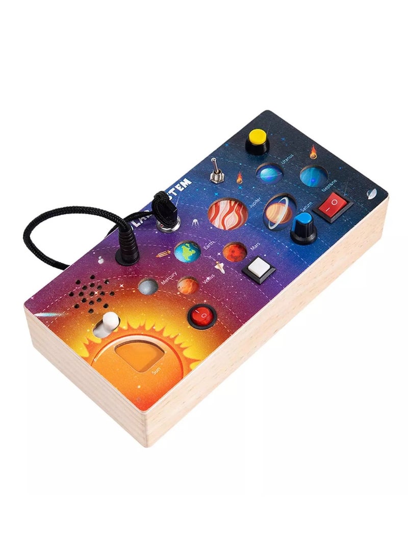 LED Montessori Wooden Solar System Electronic Busy Board, Busy Board For Toddlers Toys 1-3 - Image 3